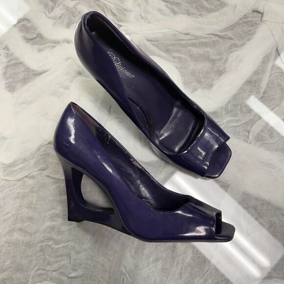Funky Purple Cutout Wedge Heels - Picture 1 of 4